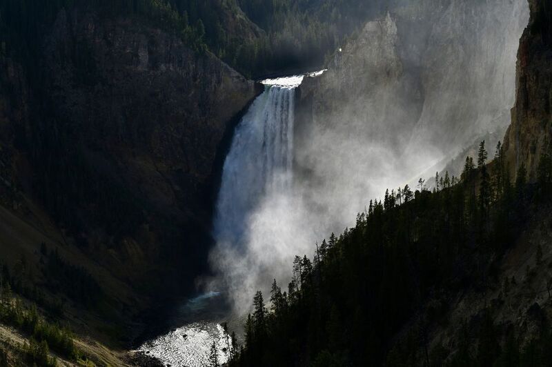 Landscapes, USA, Wyoming, Upper Waterfall, Yellowstone, Canyon,  Свет водопадаphoto preview