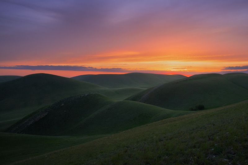 долгие горы, оренбуржье, степь, оренбургскаяобласть Закат в Долгих горахphoto preview