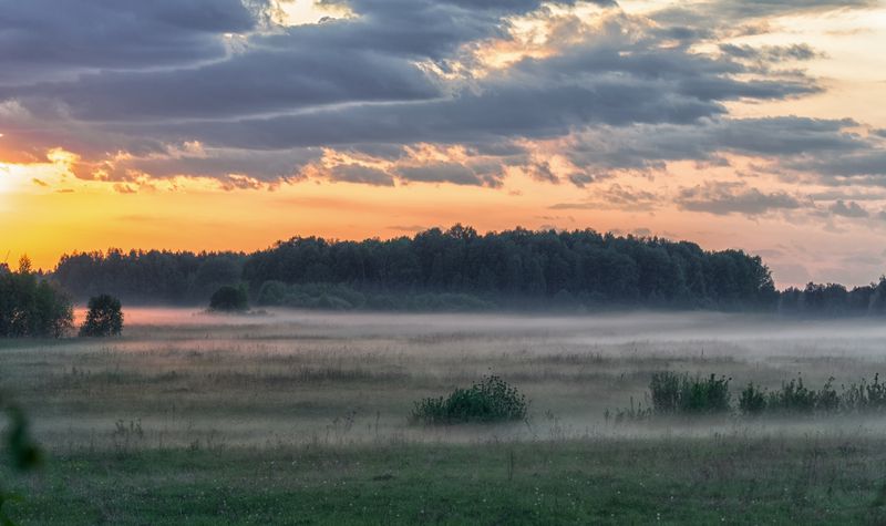 вечер, тайга, закат, туман, Вечер в таёжных краях. фото превью