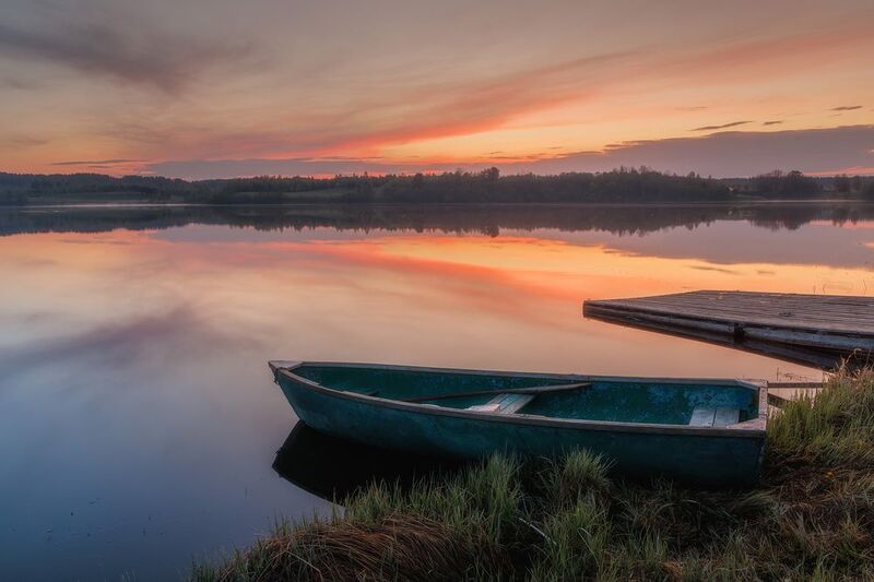 колодозеро, карелия, рассвет, лодочка, причал Колодозеро фото превью