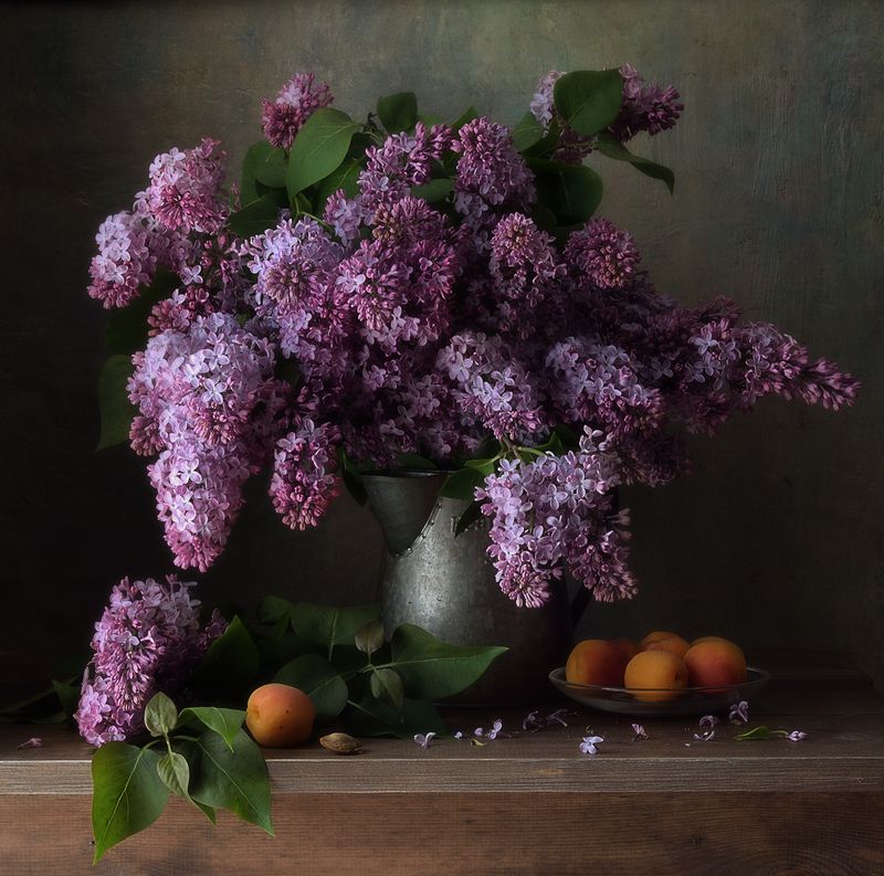 натюрморт,сирень,букет,цветы,абрикосы сирень...photo preview