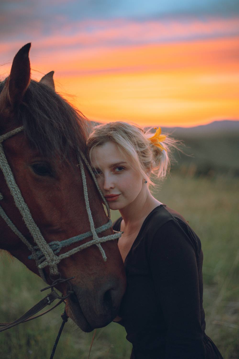 лошадь, девушка, красота, закат, Алтай, Denis Koshkin