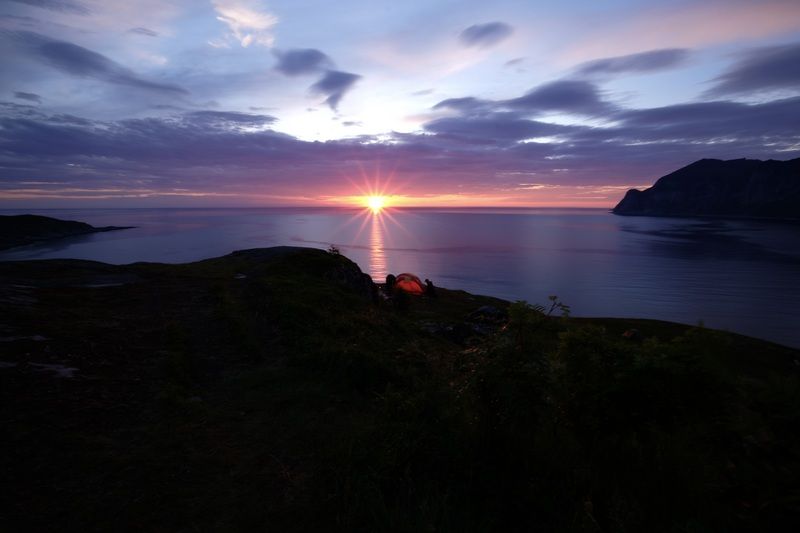 Landscapes, Norway, Senja island, Sunset, Ocean, Tent, Colors, Норвегия, Закат, Остров Сенья,  Красная палаткаphoto preview