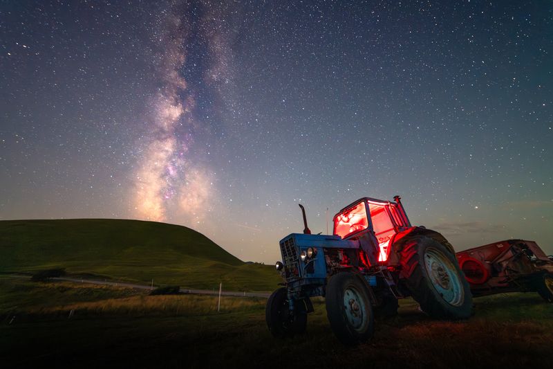 #milkyway, #landscape Milky Way over Old Tractor photo preview