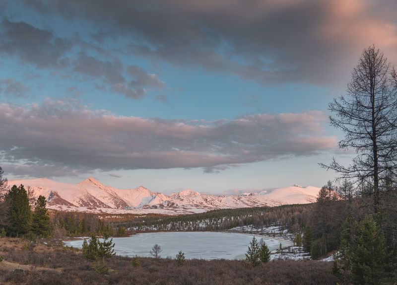 горы, снег, озеро, горное озеро, снежные вершины, Алтай Горный Алтайphoto preview