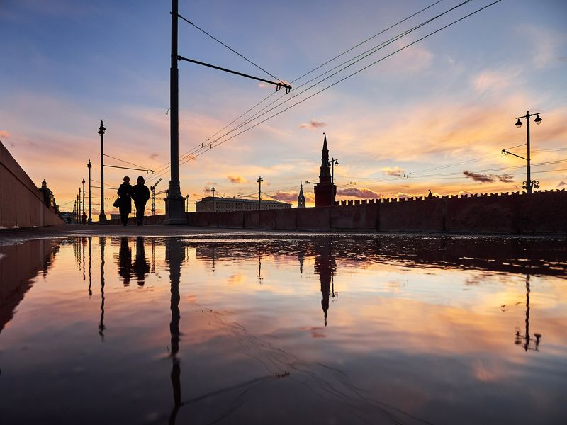 Москва, город, пейзаж, закат, свет, тень,  Московская оттепель photo preview