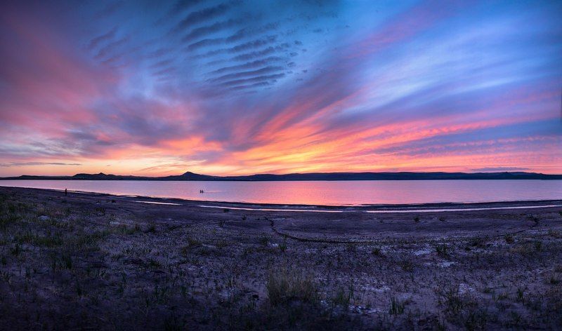 хакасия, степь, озеро, закат Закат на озере Белёphoto preview