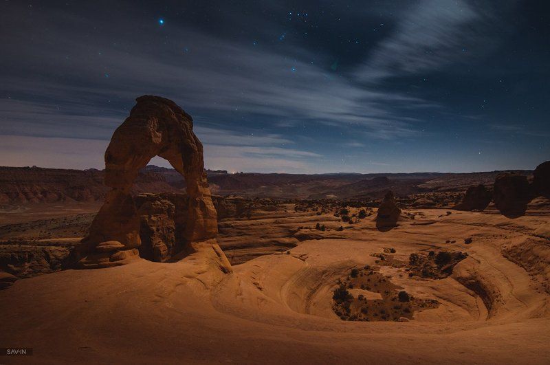 ночь, пейзаж, США, Арки, звезды, горы Внеземные пейзажи национального парка Арки. ЮТА. СШАphoto preview
