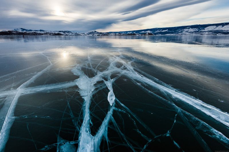 Байкал, Ольхон, лёд, зима, закат, пейзаж Вечер на Байкале фото превью