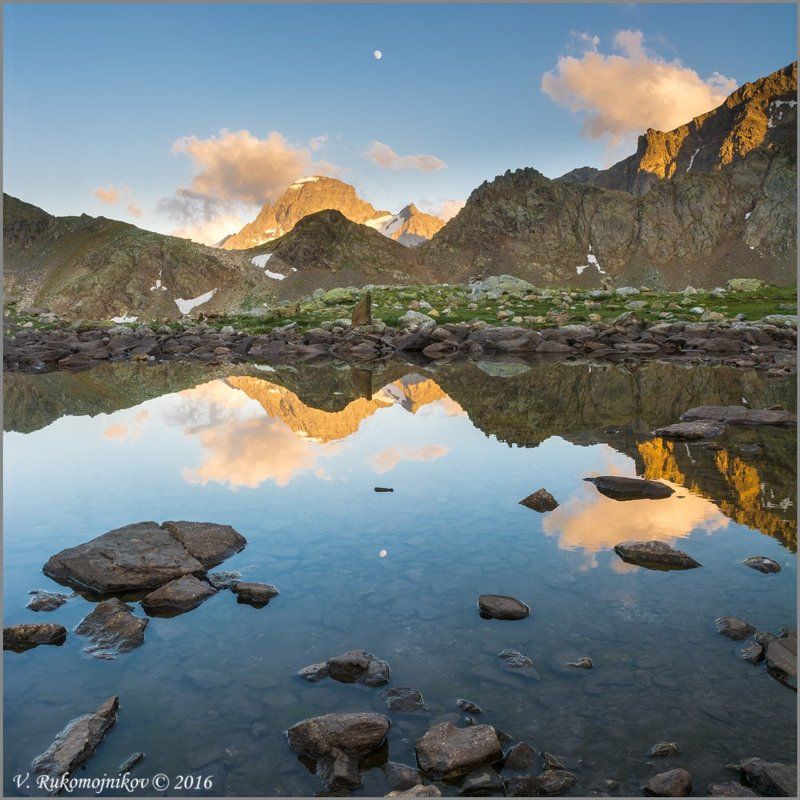 Архыз, Горы, Закат, Кавказ, Камни, Карачаево-черкесия, Озера, Отражение Софийское отражениеphoto preview