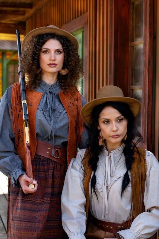 девушки, портрет, ранчо, дикий запад, мушкет, , шляпы, лето, юбки Ранчоphoto preview