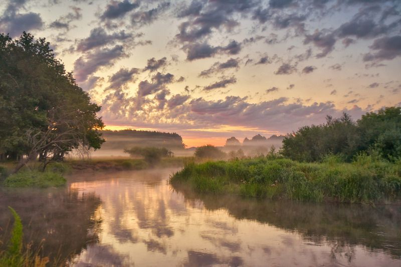 беларусь, июль, лето, неман, облака, отражение, рассвет, река, туман, утро Неман рассветныйphoto preview