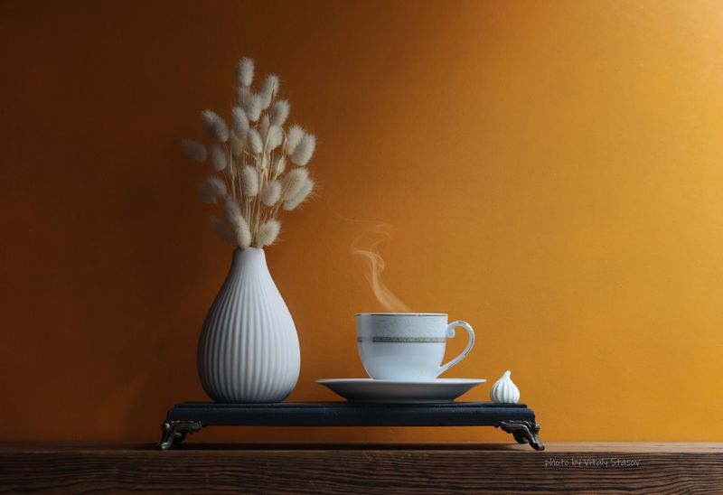 цветы, кофе, натюрморт, напиток, аромат, вкусно, flowers, coffee, still life, drink, aroma, delicious, bouquet , flowers, минимализм Чашка кофе и настроение цветаphoto preview