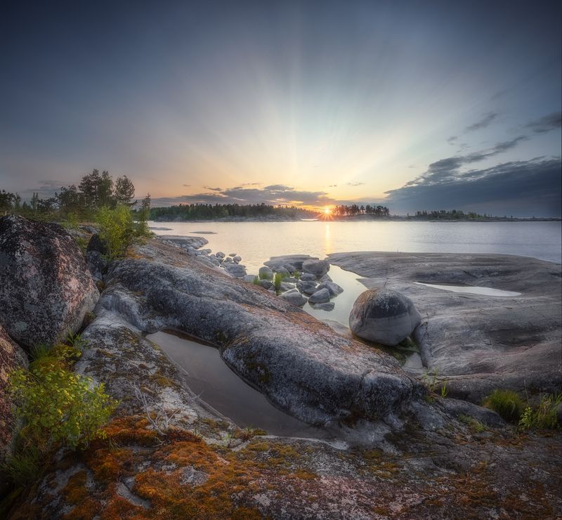 ладога, карелия, шхеры, восход, лето ***photo preview