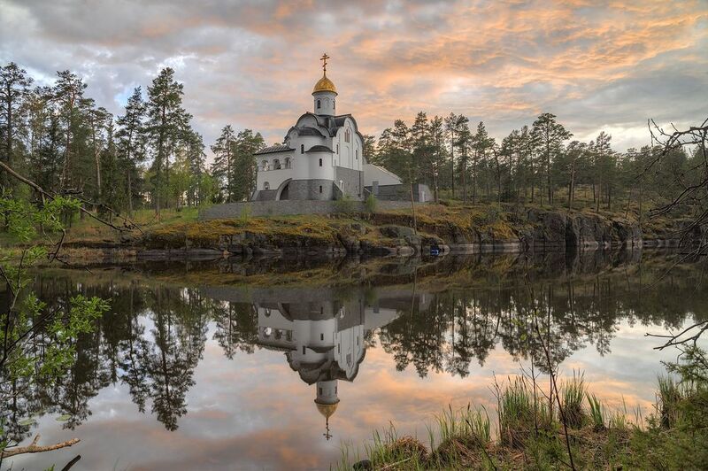 весна, озеро, остров, монастырь, церковь photo preview