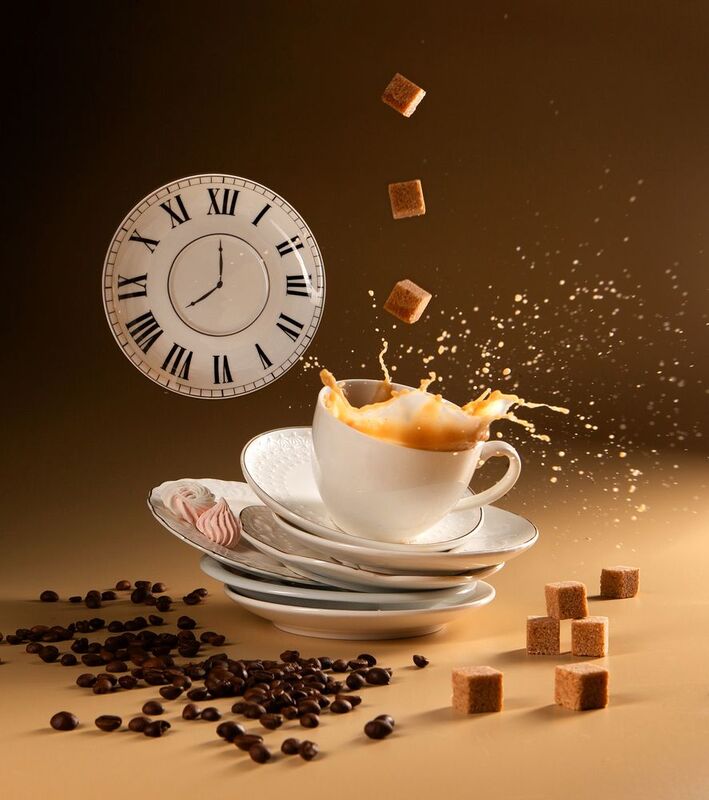 кофе, чашки, натюрморт, часы утренний кофеphoto preview