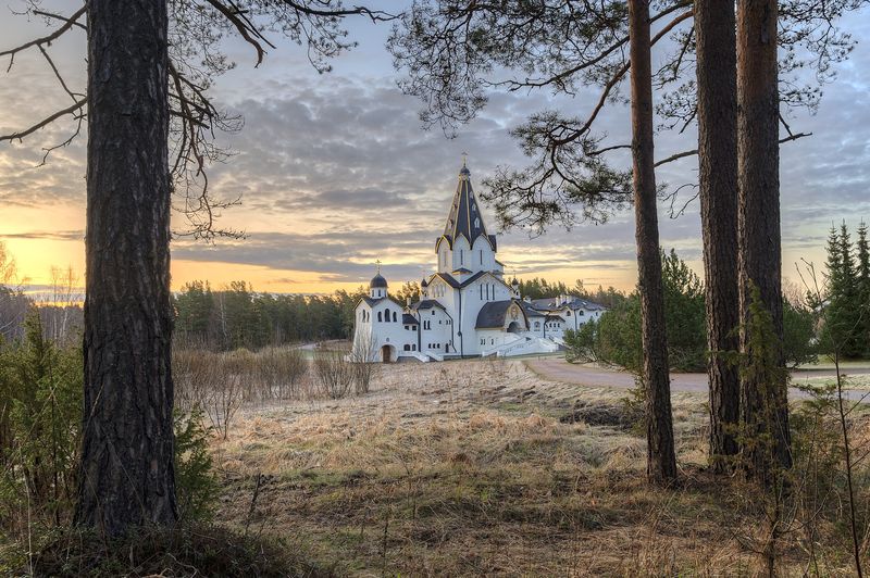 весна, озеро, остров, монастырь, церковь photo preview