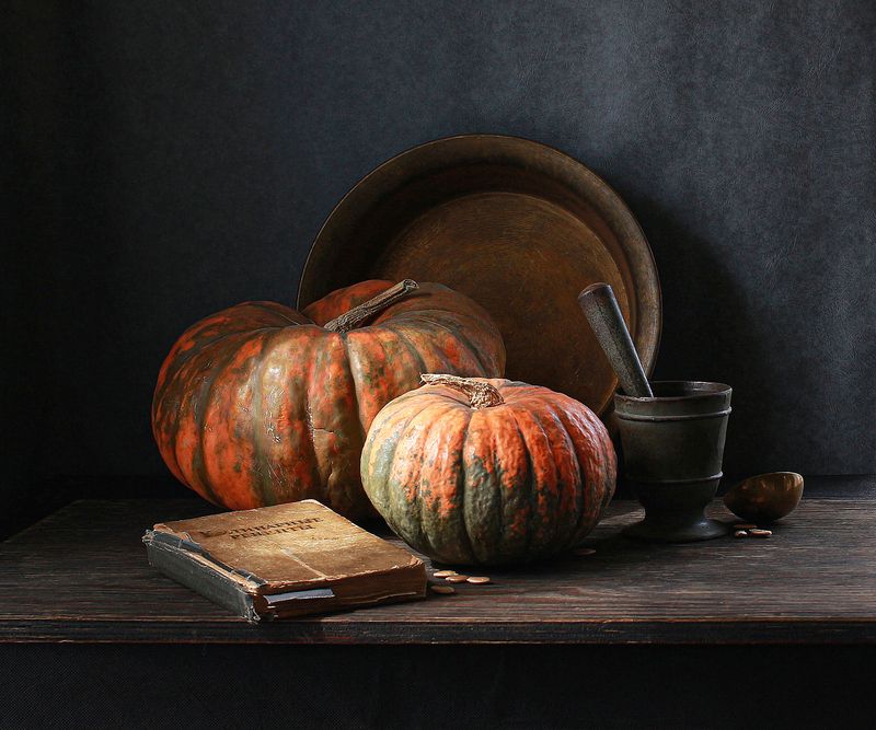 натюрморт, фотонатюрморт, still life, stillifefoto, ретро_натюрморт, старая_книга, тыква, наталья_казанцева С кулинарной книгойphoto preview