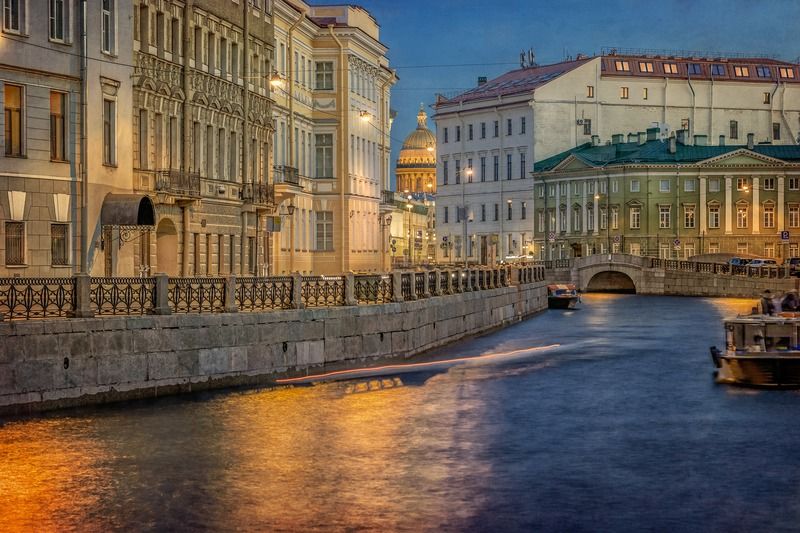 город архитектура река собор вечер Набережная реки Мойкаphoto preview