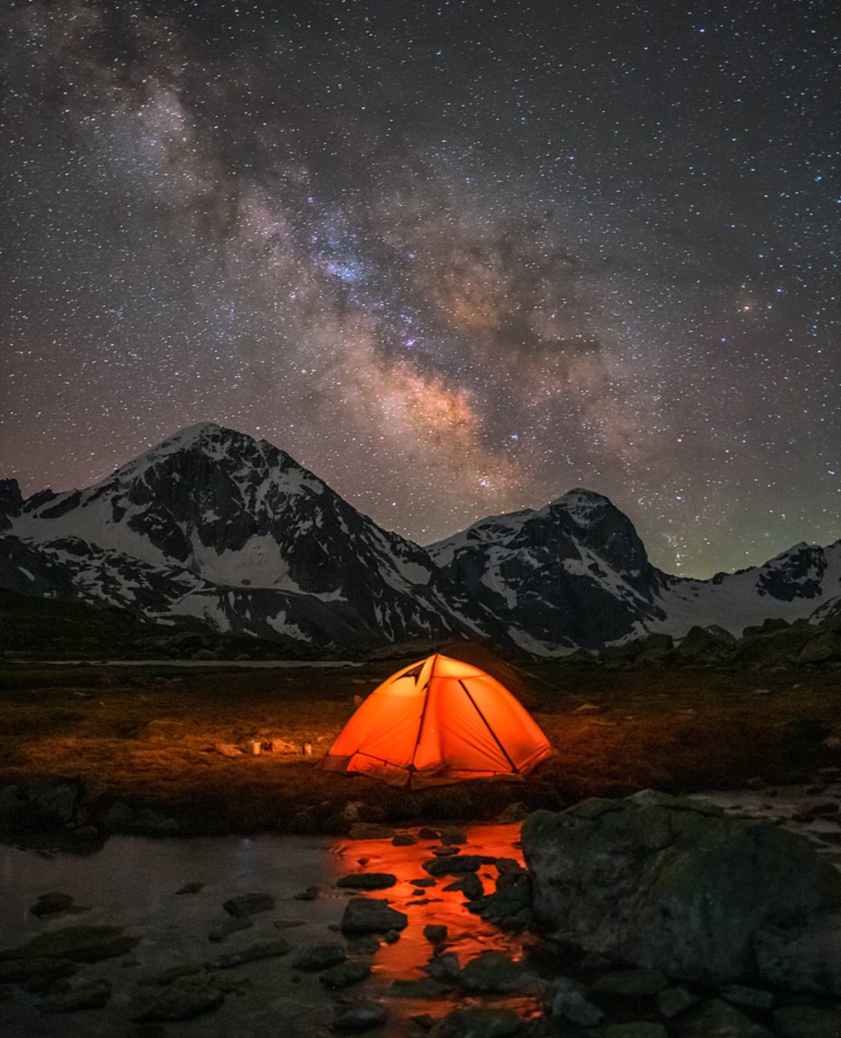 Кавказская ночь. Автор: Мысливцев Николай карачаеао черкесия, узункол, долина, мырды, озеро, ночь, млечный путь, Мысливцев Николай