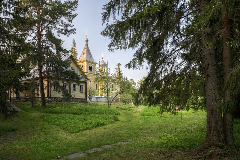 весна, вечер, озеро, остров, церковь photo preview