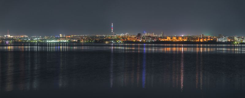 Карелия, Петрозаводск, озеро, осень, ночь, город, ночной город, Онежское озеро Карелияphoto preview