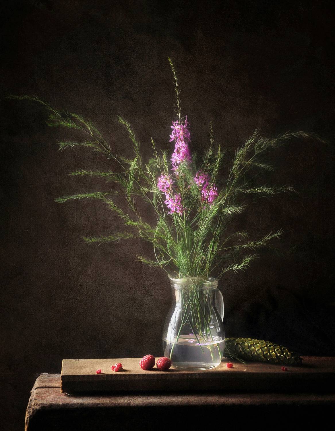 натюрморт, малина, лес, букет, холодок, лето, Буглак Инна