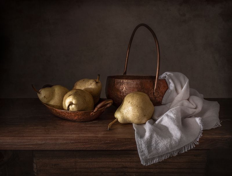 Still life, Pears, light, metal, textures Pearsphoto preview