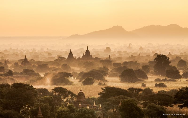 бирма, мьянма, баган,путешествия,рассвет рассветный Баганphoto preview