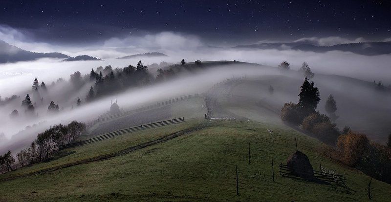 звезды, карпаты, ночь, туман ***photo preview