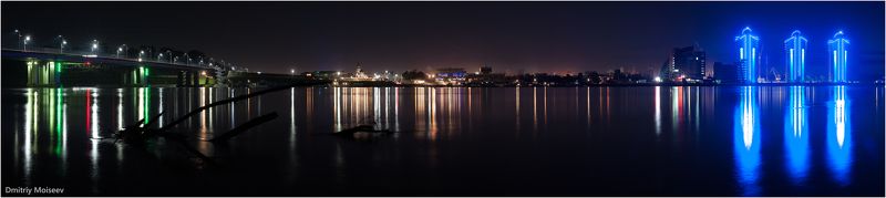 город, ночной город, огни, ночь, вода, фонари, отражение, мост, речной, Барнаул. красота  Барнаулphoto preview