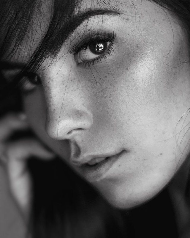 Black & white, Black and white, Face, Girl, Portrait, Portret Женяphoto preview