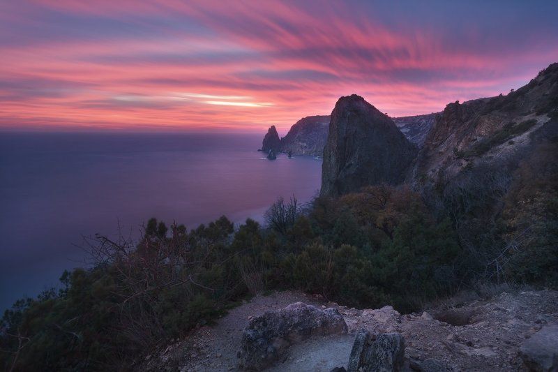 крым, закат,  сумерки, фиолент, пейзаж, природа Сумерки над Яшмовым пляжемphoto preview