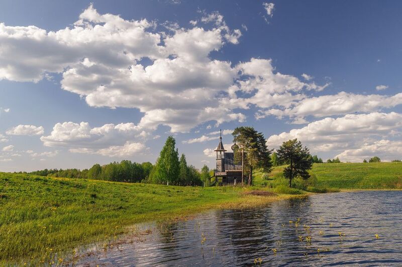 глазово, облака, русский север, часовня Глазово фото превью