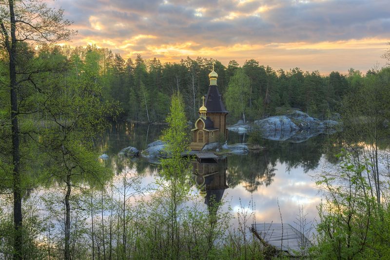 весна, утро, церковь photo preview