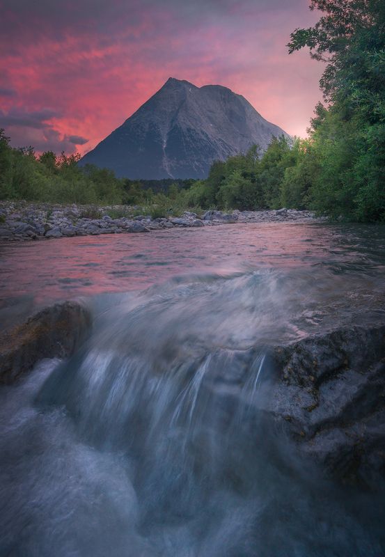Austria, Trend, outdoors, Tirol, mountains, sunset, glow, clouds, water Pyramide Peakphoto preview