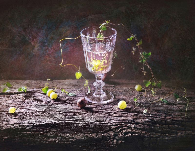 натюрморт, лето, сад, крыжовник, плоды Древесно-ореховый с крыжовником photo preview