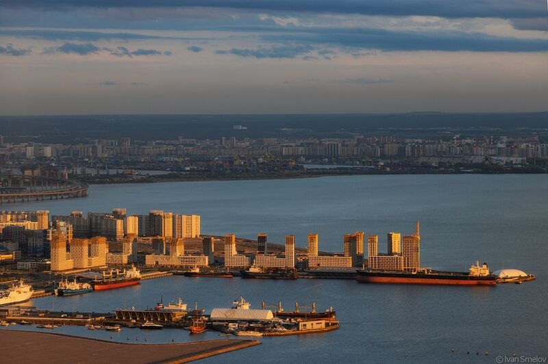 петербург, санкт-петербург, спб, архитектура, лахта, лахтацентр, лахта-центр Панорама вечернего города со смотровой площадки Лахта-центраphoto preview