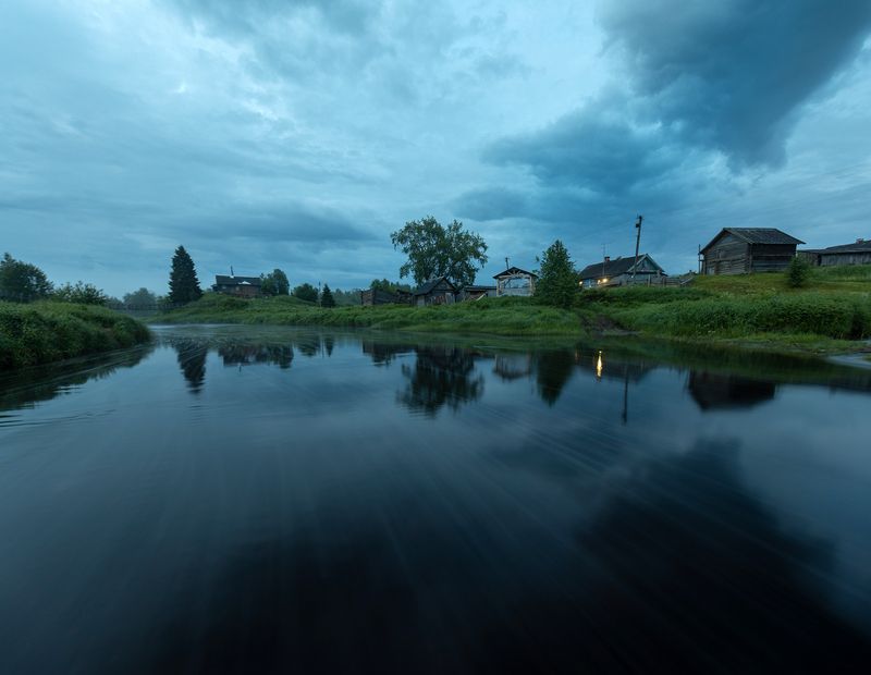 деревня,  русский север, рассвет, вепсский лес, природа, утро Белая ночь в вепсской деревне фото превью