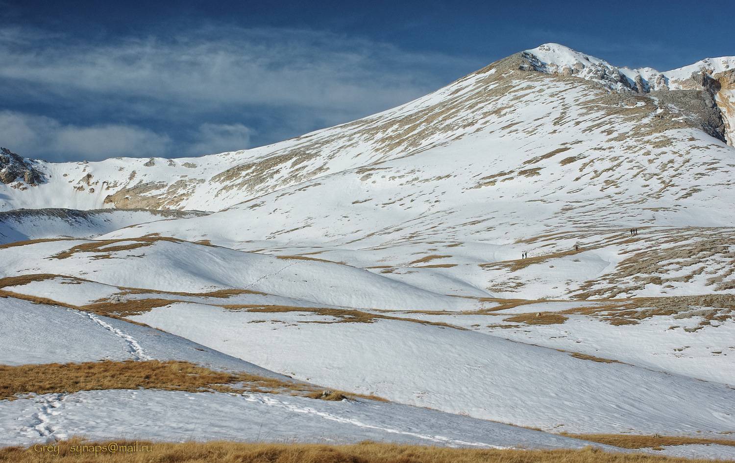 Следы на снегу.... Автор: Сергей Павлов оштен осень снег горы кавказ лагонаки, Сергей Павлов
