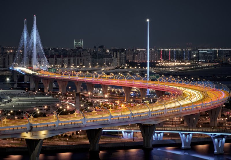 санкт-петербург, мост, движение, магистраль, зсд, Поворотphoto preview