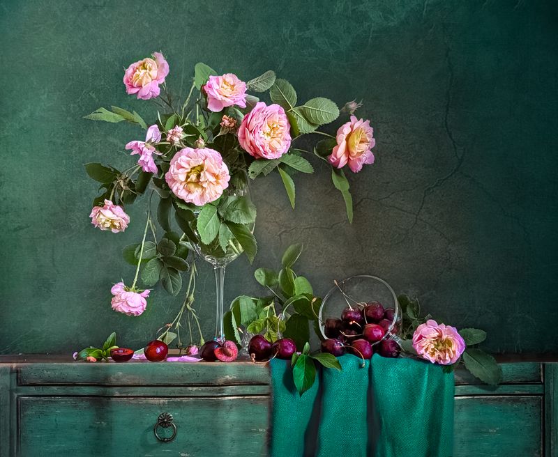 натюрморт, art_photo, цветы, ягода, черешня, авторскоефото, светланаборовских, фото у окна, Сладкая парочкаphoto preview