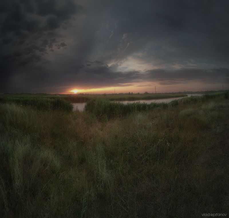 лето, река, рассвет, утро ...photo preview