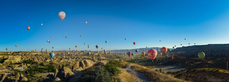 каппадокия, турция, воздушные шары, воздухоплавание, фестиваль, разноцветный, путешествие, экскурсия, поездка, тур, панорама, широкий угол, романтичный, небо, пейзаж, достопримечательность, Cappadocia, Turkey, baloons Фестиваль воздушных шаров в Каппадокии, Турцияphoto preview