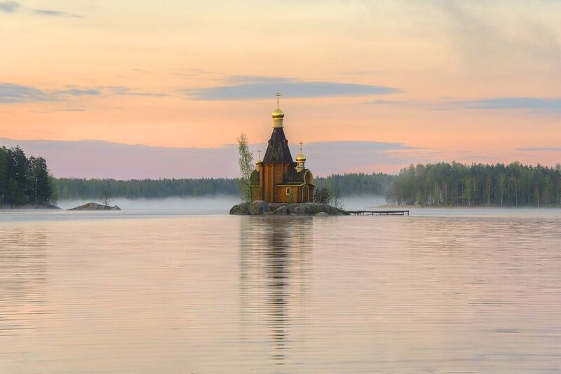 весна, утро, остров, часовня photo preview