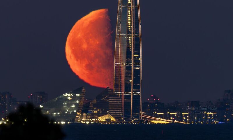 луна, лахта центр, небоскреб, ломоносов, санкт-петербург, финский залив, moon, зум, суперзум, lunar, telephoto Последняя четвертьphoto preview
