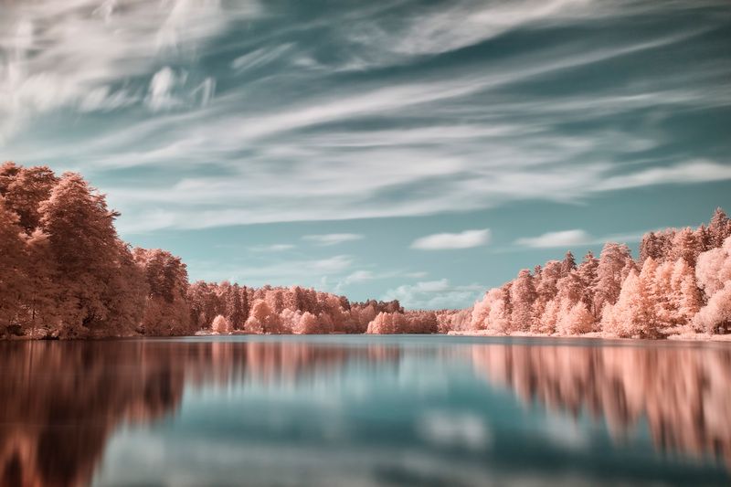 озеро, отражения, лес Озеро в инфракрасном спектреphoto preview