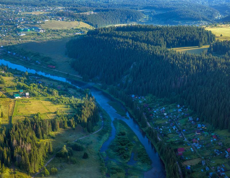 пермский край, пейзаж, рассвет, красота природы, поле, лето, река, природа, дикая природа, койва, лес, усть-койва Утро на Койве фото превью