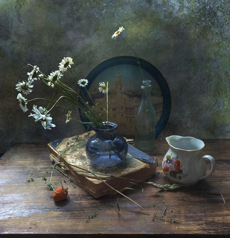 лето, ромашка, ваза, книга, поднос Летний полденьphoto preview