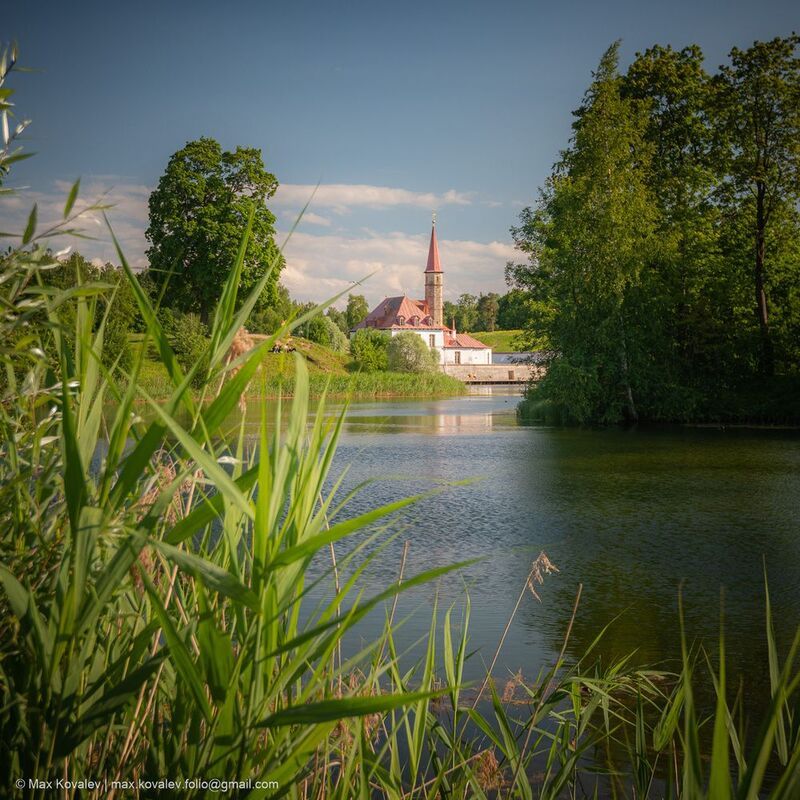 gatchina, leningrad region, priory palace, russia, architecture, building, palace, summer, гатчина, ленинградская область, приоратский дворец, приоратский парк, россия, архитектура, дворец, здание, лето Чёрное озеро в Гатчине. Вид на Приоратский дворецphoto preview